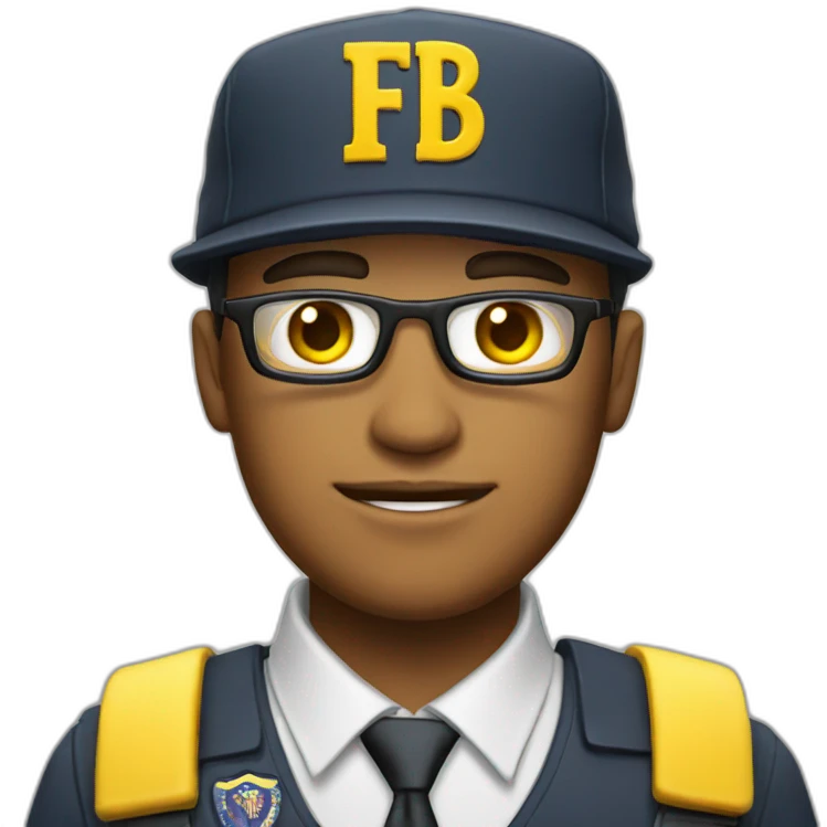 man with yellow "FBI" letters on his cap emoji