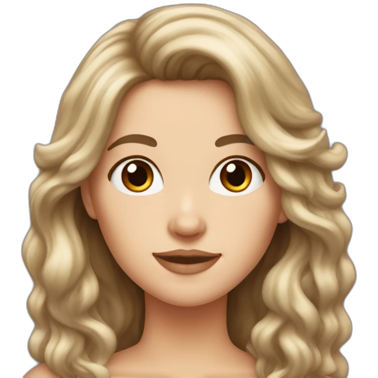white girl with long voluminous 80s brown hair emoji