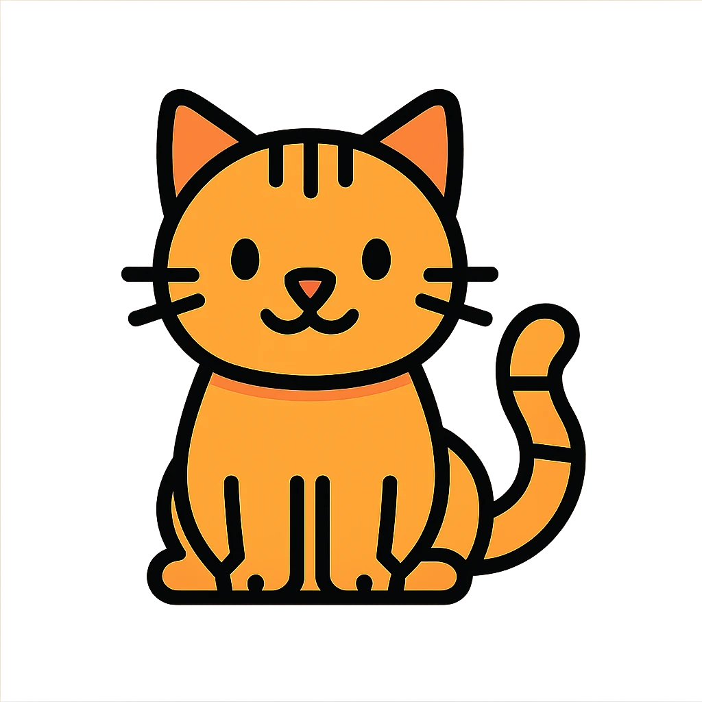 A cute cat in a colorful outlined icon style emoji