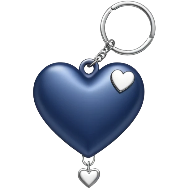Navy blue heart with silver chains charm keychain emoji