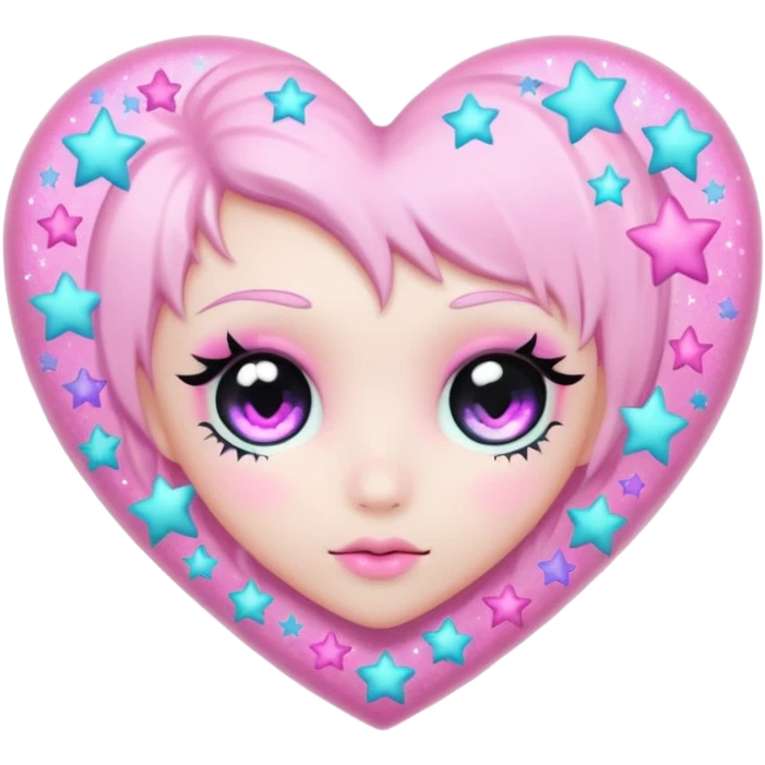 pastel goth heart with pastel stars emoji