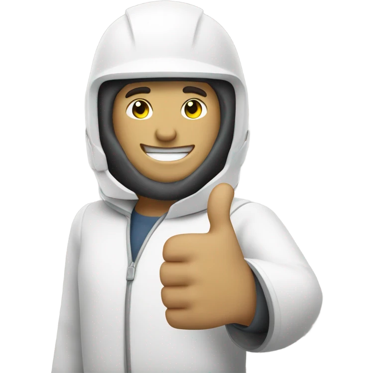 Man with a white helmet giving a thumbs up emoji