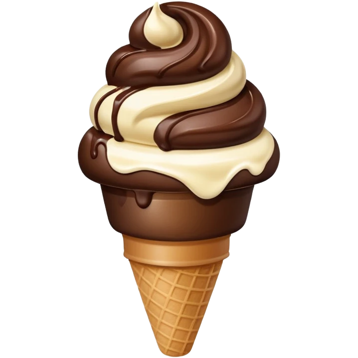 melted white and dark chocolate ice cream emoji