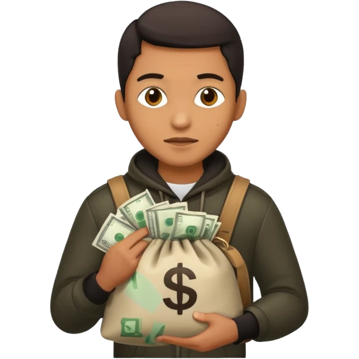 Ladrão com saco de dinheiro emoji eveito Mandela emoji