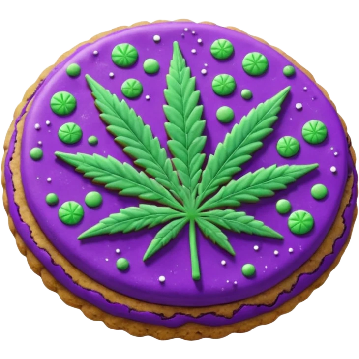 purple space cookies with cannabis leaf emoji