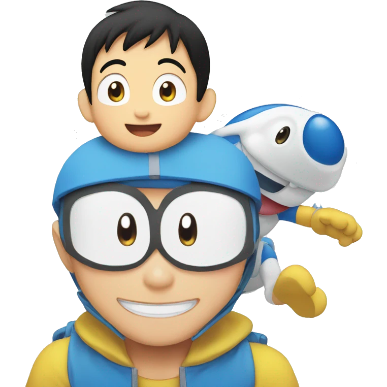 nobita smiling with doremon emoji