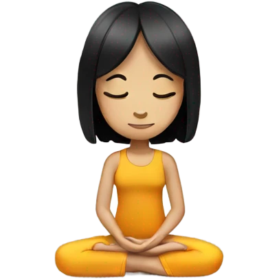 young white girl with black hair meditating emoji