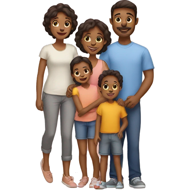 Family of 5 with three kids emoji