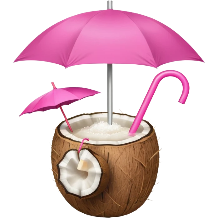coconut drink with pink umbrella and a pink straw emoji