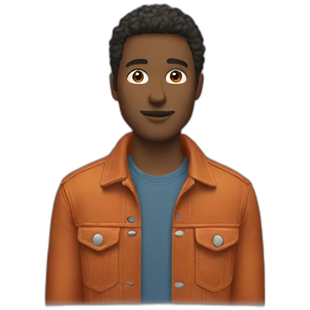 man wearing a rust colored denim jacket emoji