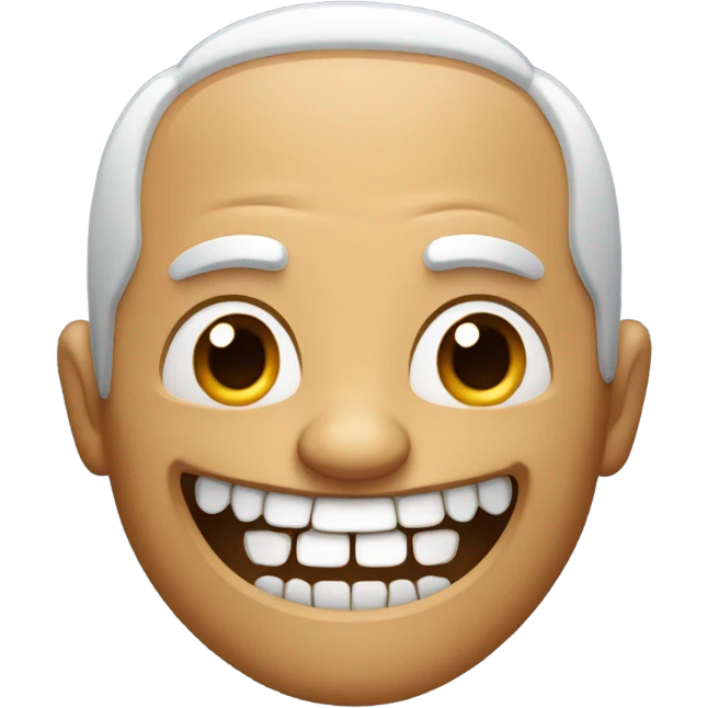 Man with a massive creepy grin, big sharp teeth emoji