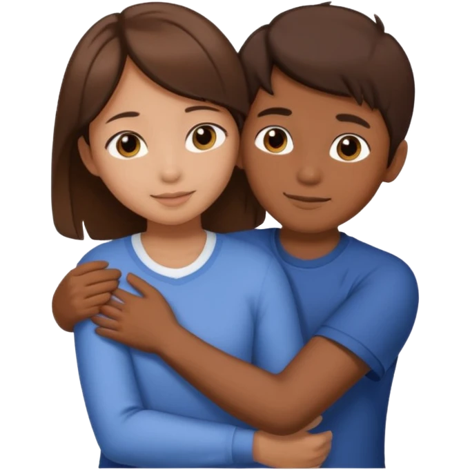 Asian brown hair girl sis hug Asian brown hair boy bro  emoji