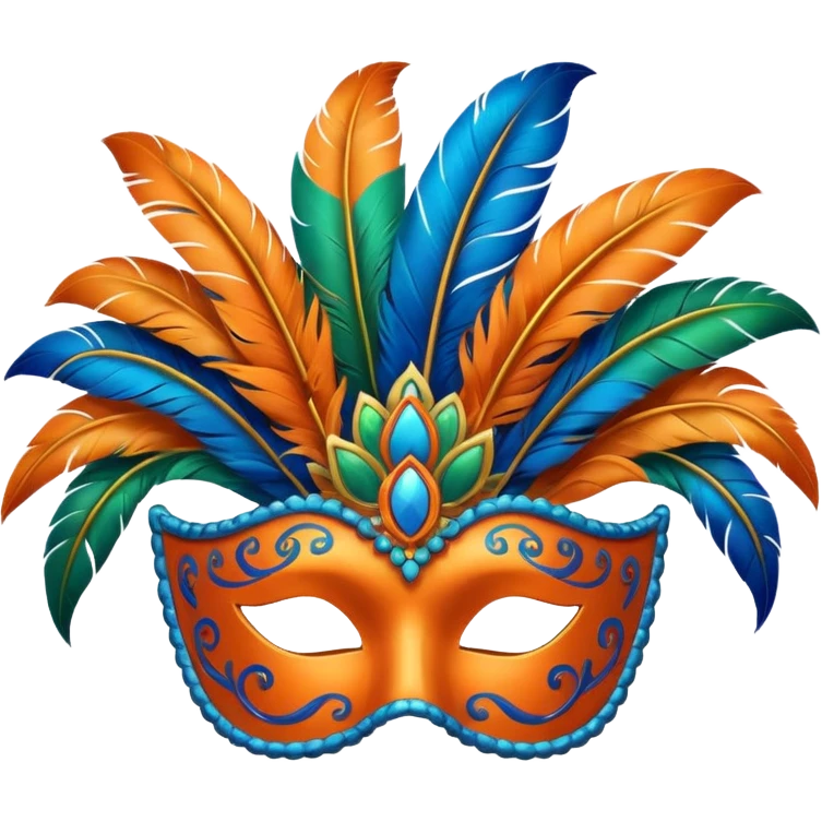 📦+ carnival mask in orange, blue and green , trying to make a carnival pack emoji