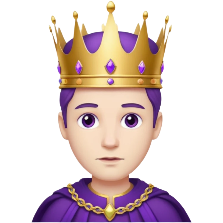 اريد ملك لونه ابيض لون عينيه بنفسجيه وايضا لون ملابسه متل الملك ولونها بنفسجي واريد ان يكون لديه تاج لونه بنفسجي emoji