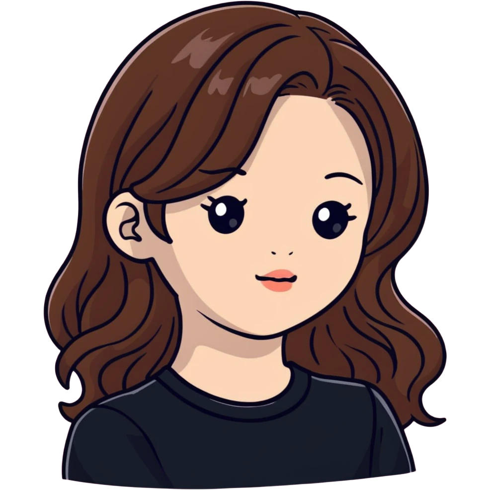 Jennie from BLACKPINK with wavy brown hair emoji
