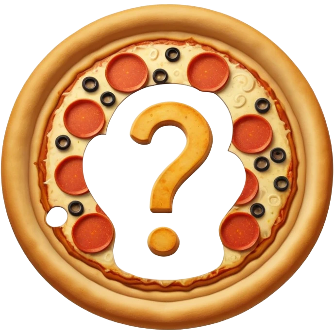 mystery pizza, with a question mark on it emoji
