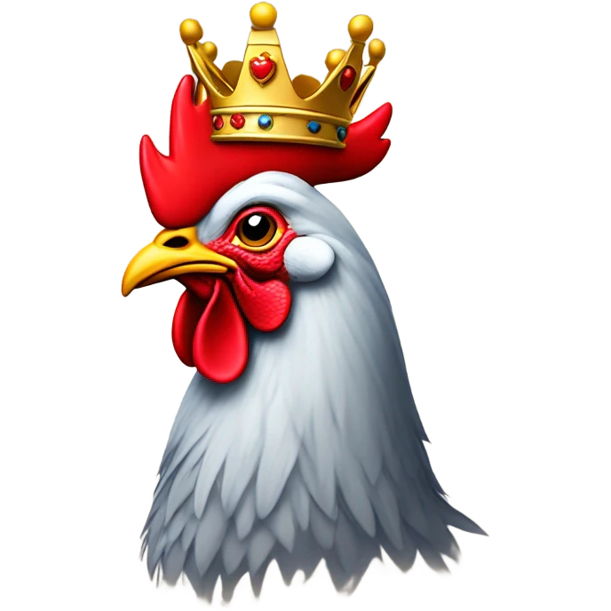 crestless rooster with a king's crown emoji