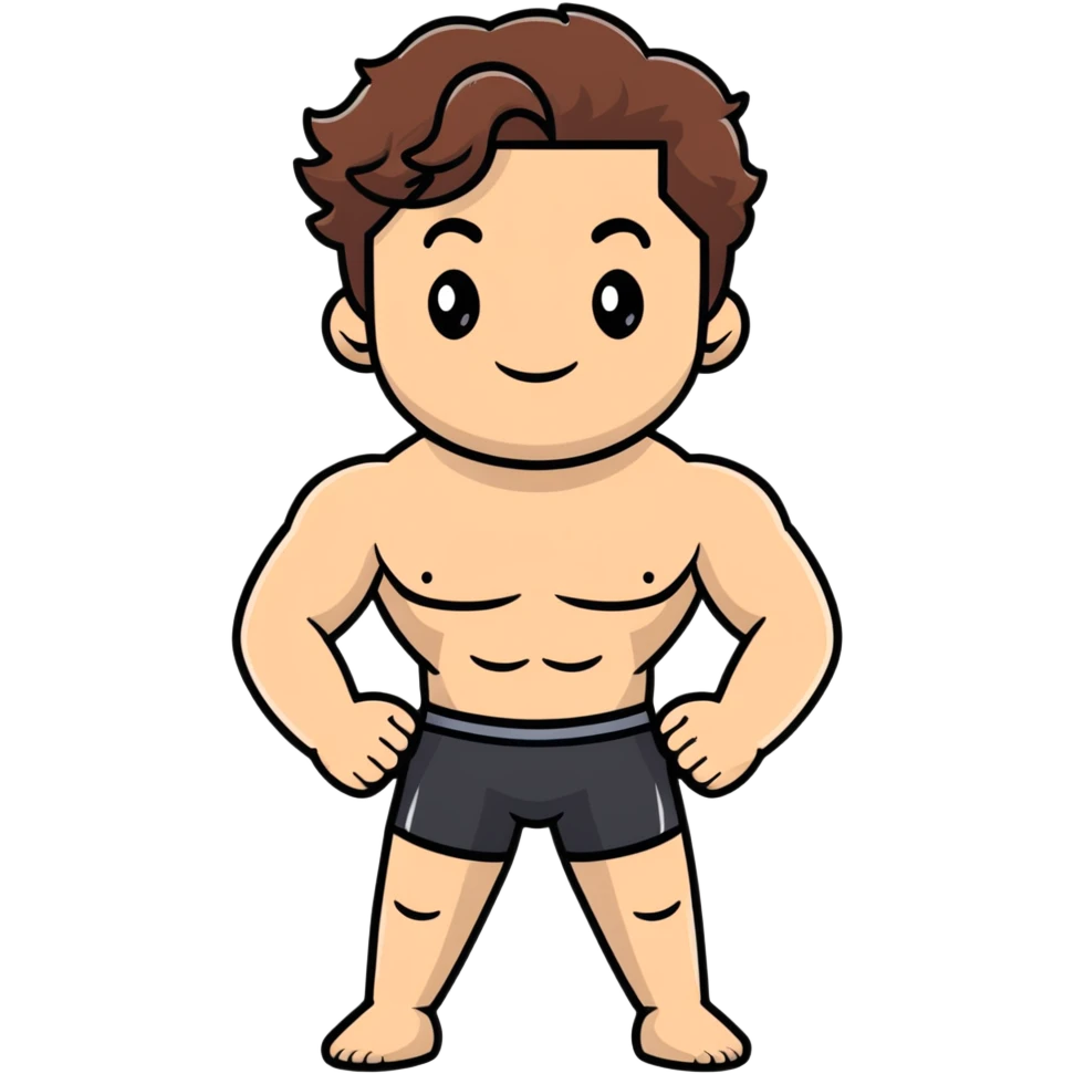 shirtless male athlete with white skin and wavy brown hair emoji