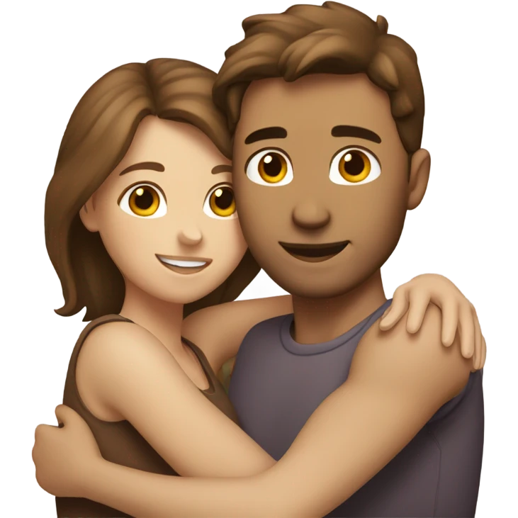 Love, couple, brown hair, hug emoji