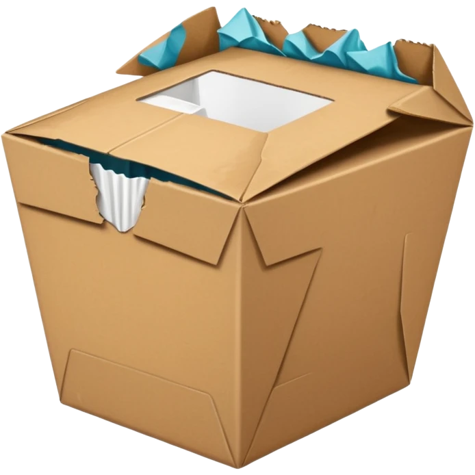 takeout box that looks like it has been in a trash can, no faces, no people, just non alive objects emoji