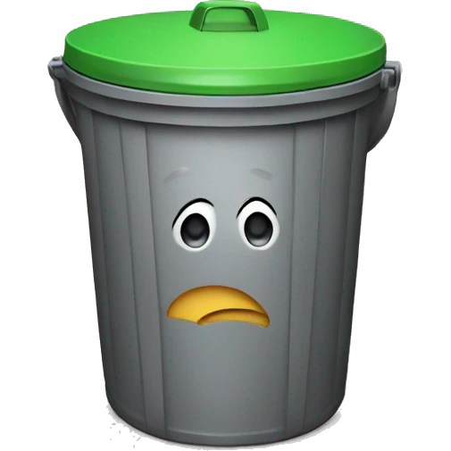 trash bin on sad emoji emoji