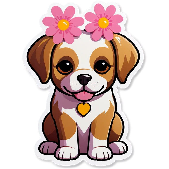 Dog pink flower  emoji