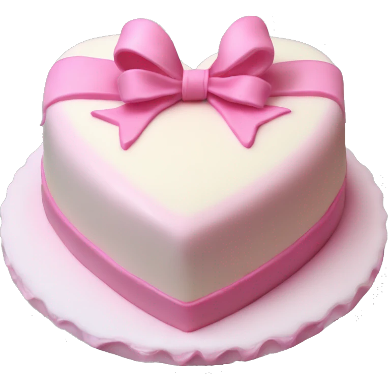 Heart shaped birthday cake with a huge pink bow and white vintage frosting  emoji