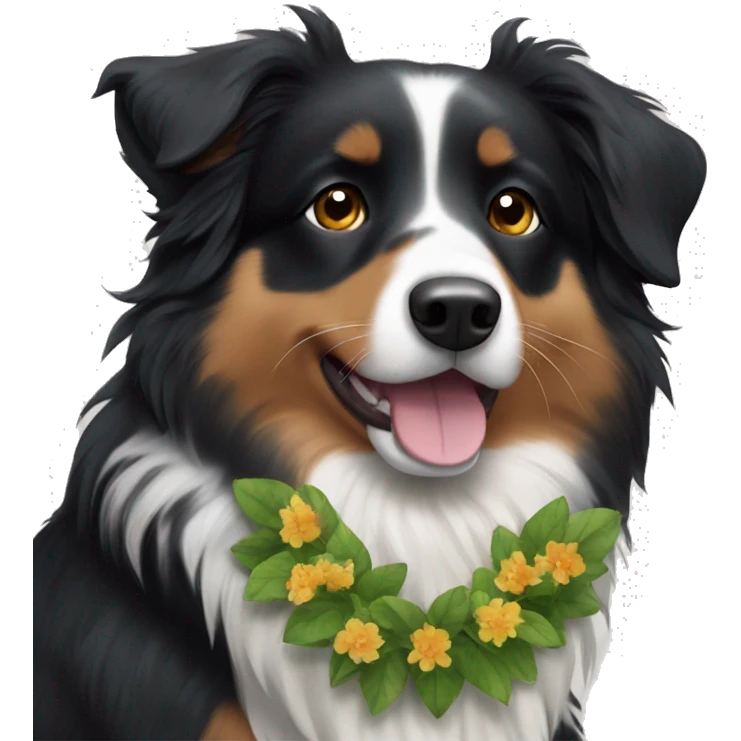 Plant garland Small black australian shepherd dog emoji