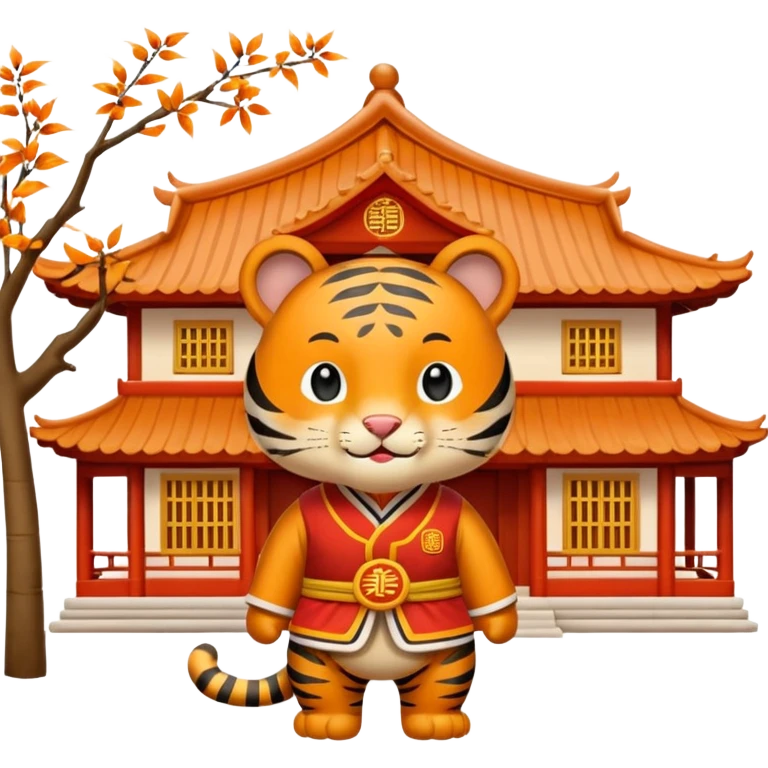 Chinese new year 老虎，我要有新年气氛的… 背景可以加屋子等吗… 可以加 新年快乐 2026 字眼吗 emoji