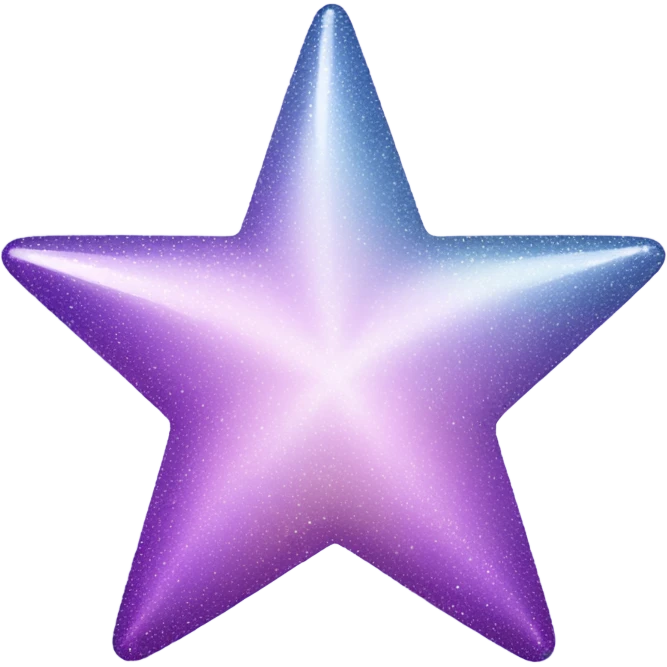 Sparkly glossy Pastel lilac-gradient four-point star emoji