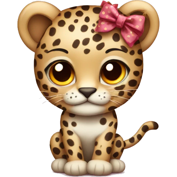 a cute leopard with a bow emoji
