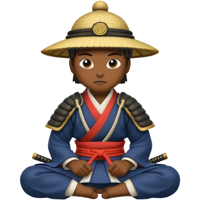 Samurais in Hat, Samurai kneeling  emoji