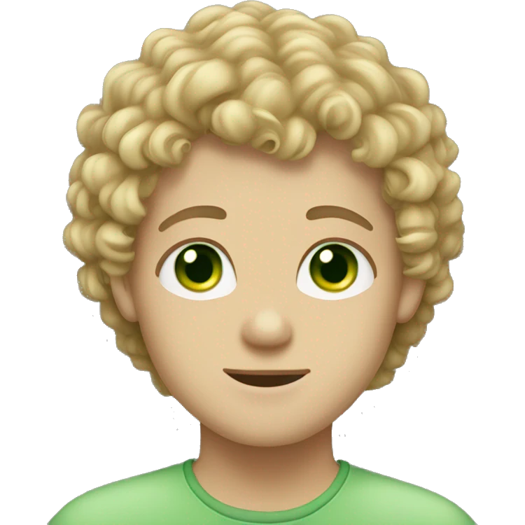blonde green eyes and brunette curly hair boy emoji