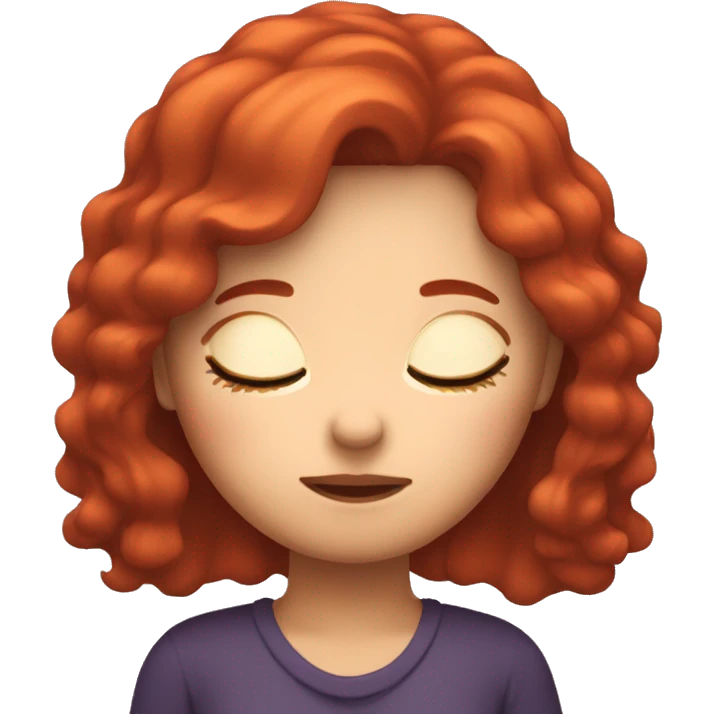 Girl with red hair fall asleep emoji