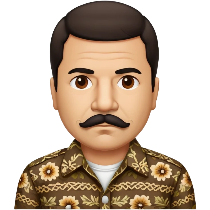 Mexican drug lord El Chapo with mustache and patterned shirt emoji