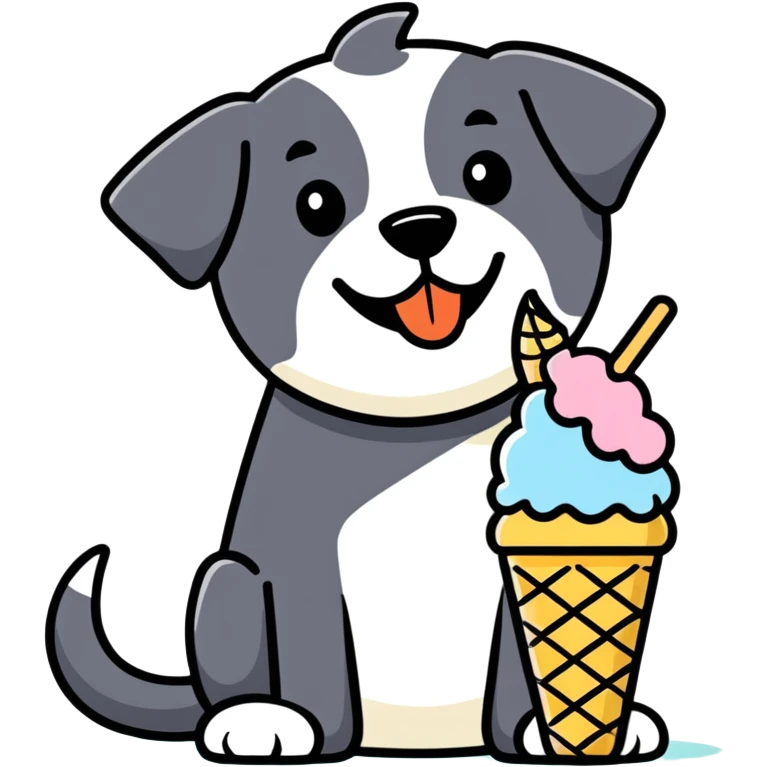 Dog eating ice cream emoji