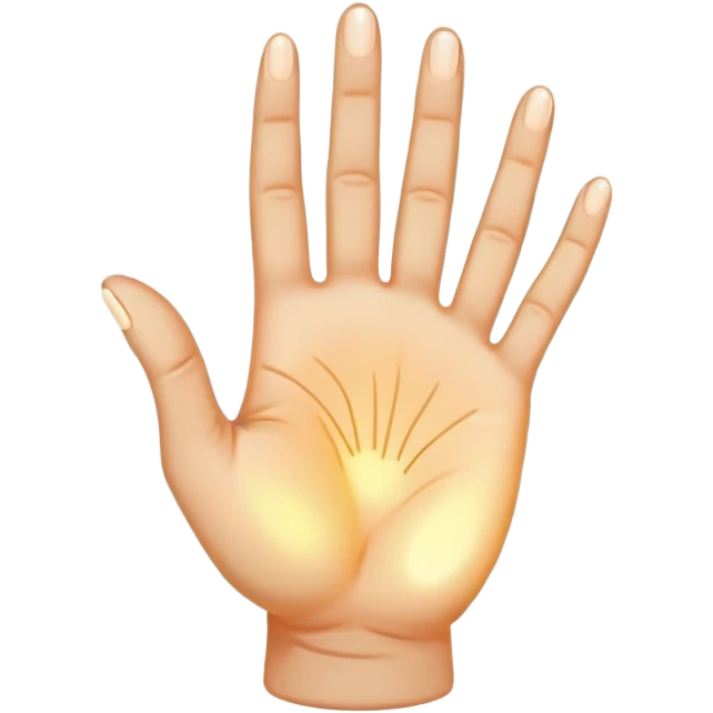  -- ethereal glowing hand palm lines-- 5 fingers reading palm - the act of palm reading practice 
 emoji