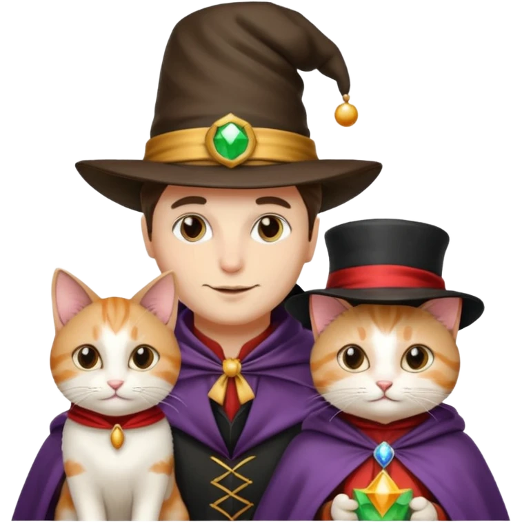 magician couple and their pet cat emoji