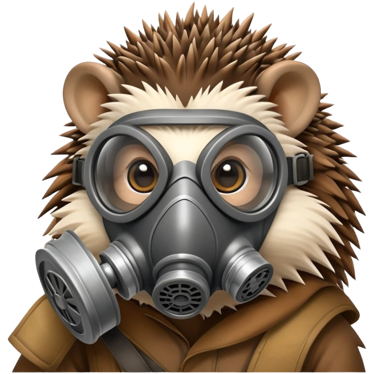 hedgehog wearing a gas mask emoji