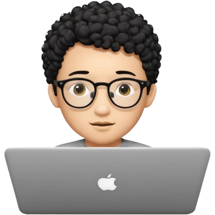 A young boy DEVELOPER WITH A laptop, black curly short hair, wearing glasses, a thin goatee, his skin is asian

Add the word "PIF" floating around him emoji