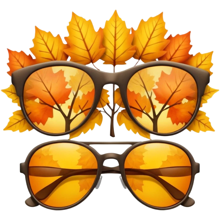 Reflection of autumn trees in sunglasses lens emoji