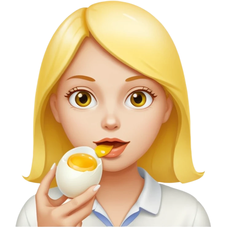 Female eating egg emoji