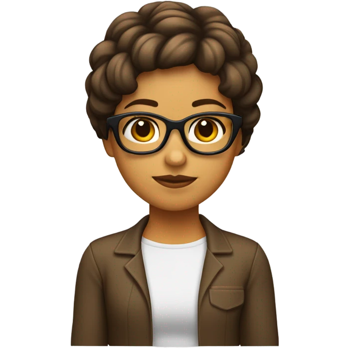 chica con gafas pelo corto liso y castaño emoji
