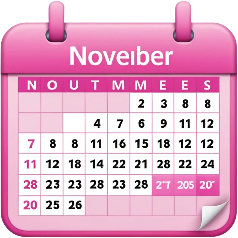 pink calendar of november 2025 in poppins text form emoji