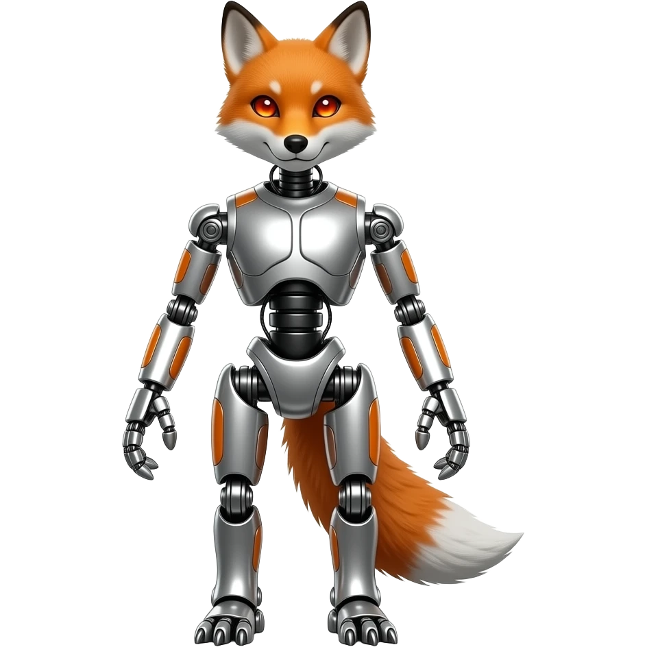 A fox robot on two legs emoji