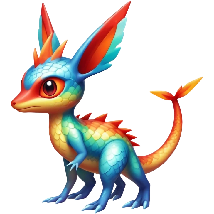 Colorful Shiny Exotic Victini-Salandit-Aurorus-Fakémon-hybrid-creature (full body)  emoji