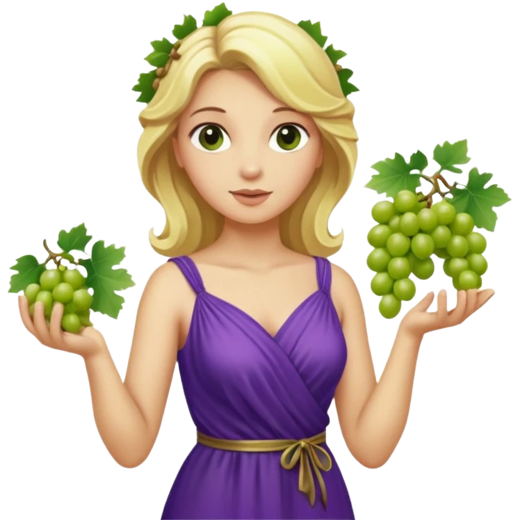 purple dress ancient greek blonde woman  with grape emoji