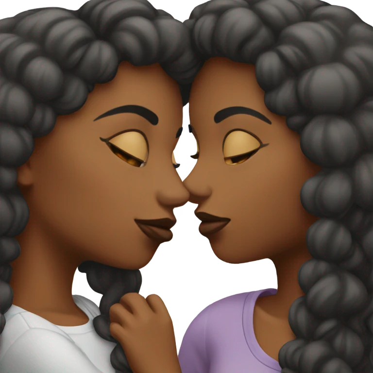 Two black girls kissing  emoji