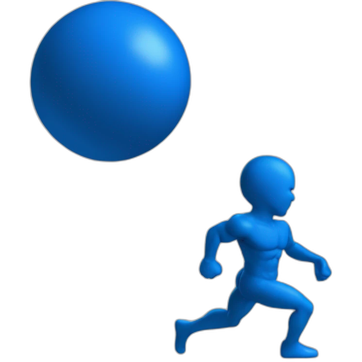 blue ball man shaking gluteus maximus emoji