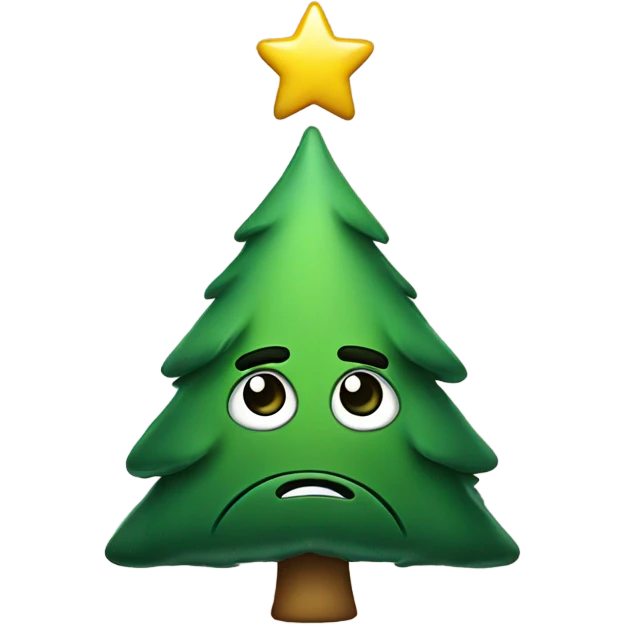 Sad Christmas tree with tears and big sad eyes emoji